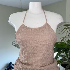 💙 See You Monday Textured Dress in Beige Size XL